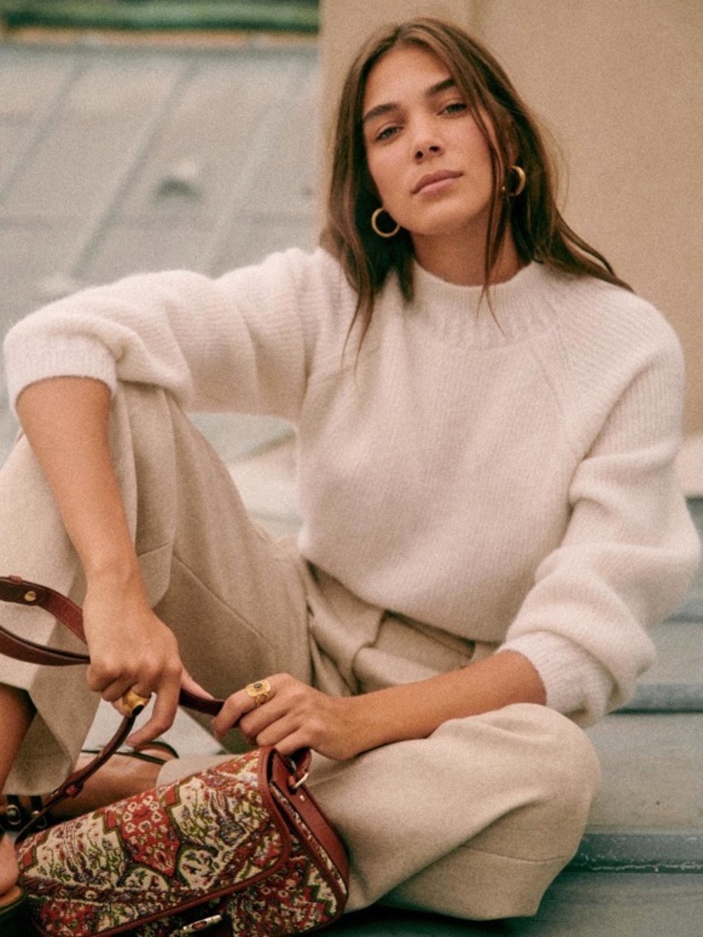 Sezane Otis Jumper Écru. - Size L